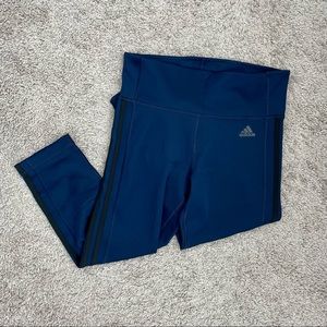 Navy Blue Cropped Adidas Leggings